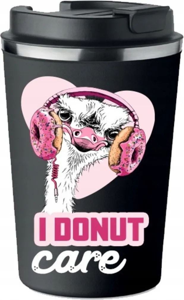 Prémium Termo Bögre fekete ajándék Nőnapra és Donut Care KT_430_cz