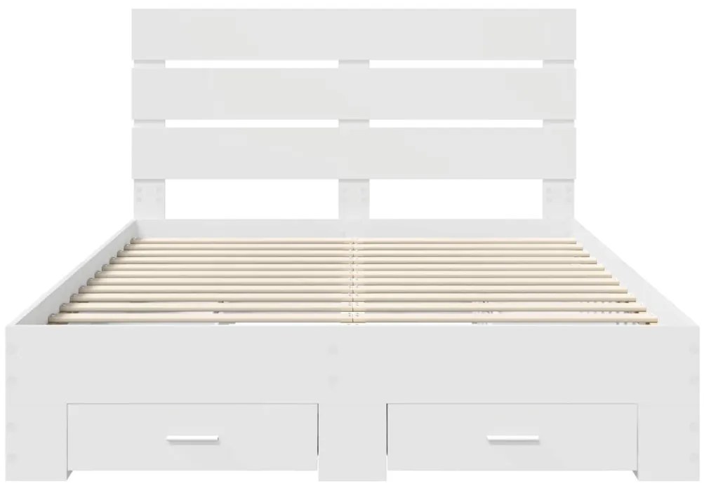 vidaXL Ágykeret fiókkal fejtámlával Fehér 140 x 190 cm Faanyag