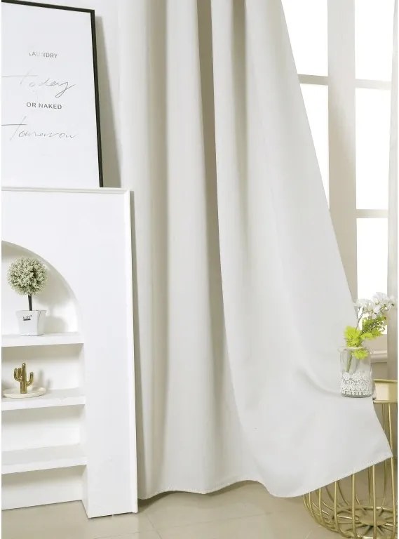 Fehér-krémszínű OXFORD függöny 140x250 cm Felfüggesztés: Fém gyűrűk