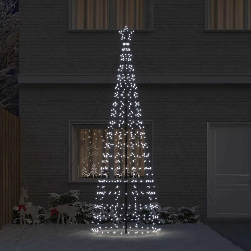 LED Karácsonyfák talajráccsal Hideg fehér 400 cm Vas