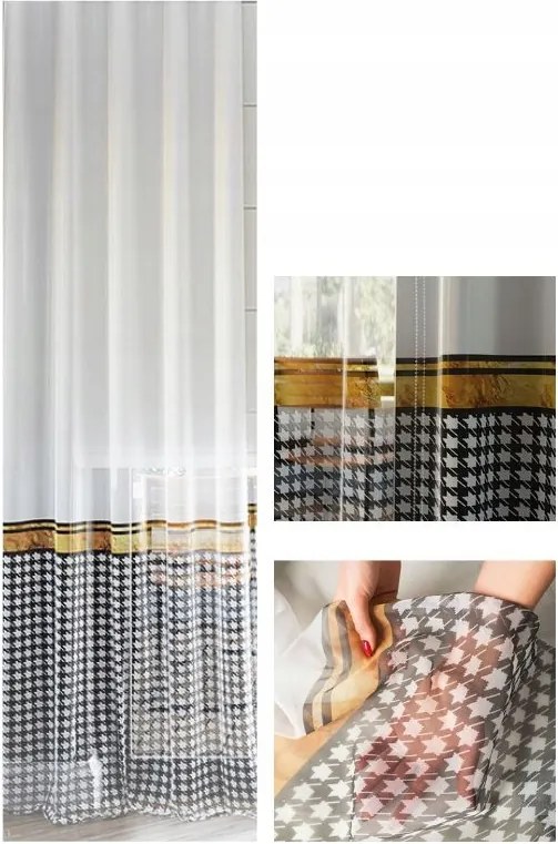 Függöny Fátyol Fehér Pepita Elegáns Dekoráció Lux Nappali Szalaggal Sz. 120x290