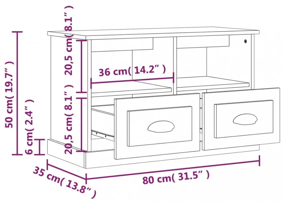 betonszürke szerelt fa TV-szekrény 80 x 35 x 50 cm