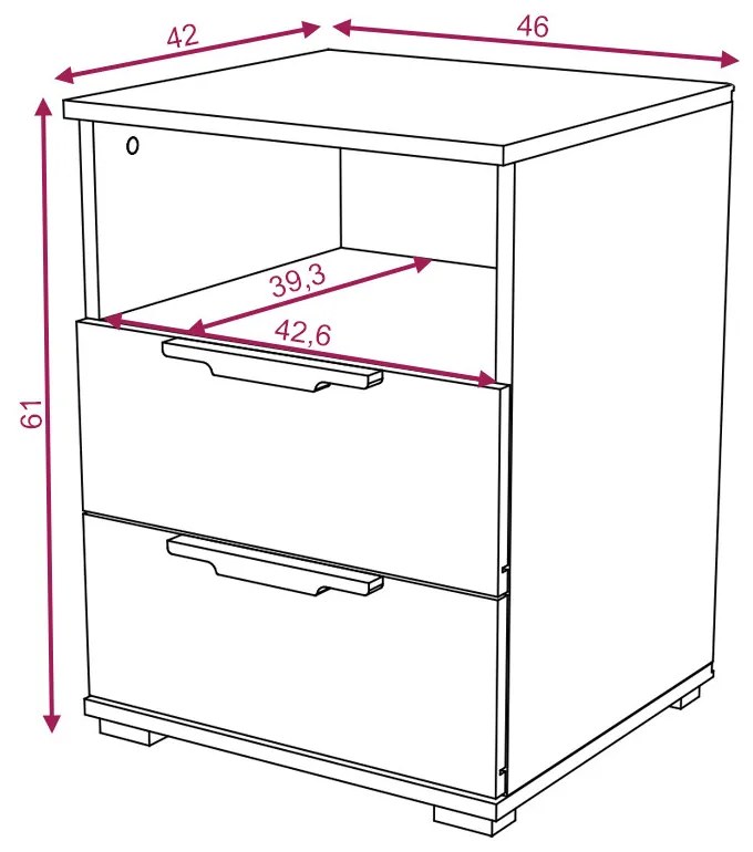 NAKA 2S SZAFKA NOCNA SONOMA JASNA 16mm