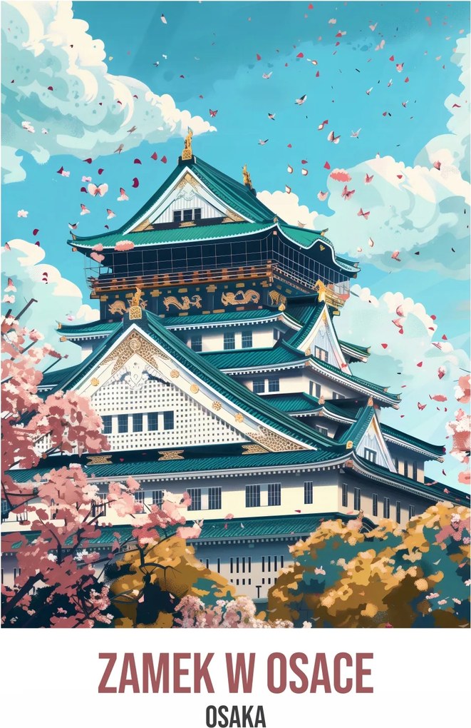 Poszter 67,5x95cm Oszakai vár