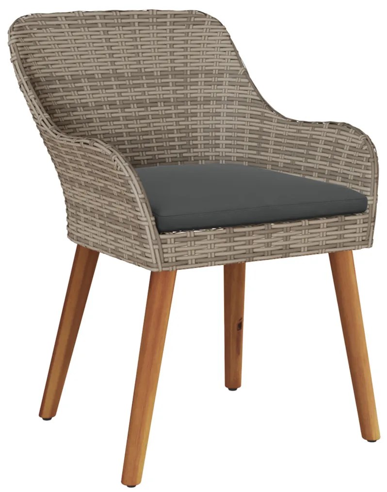 Kerti székek párnákkal 2 db Fekete Polyrattan