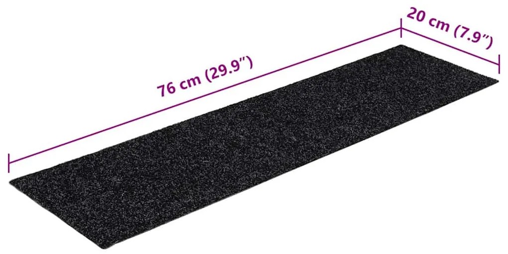 30 db fekete lépcsőszőnyeg öntapadós téglalap alakú 76x20 cm