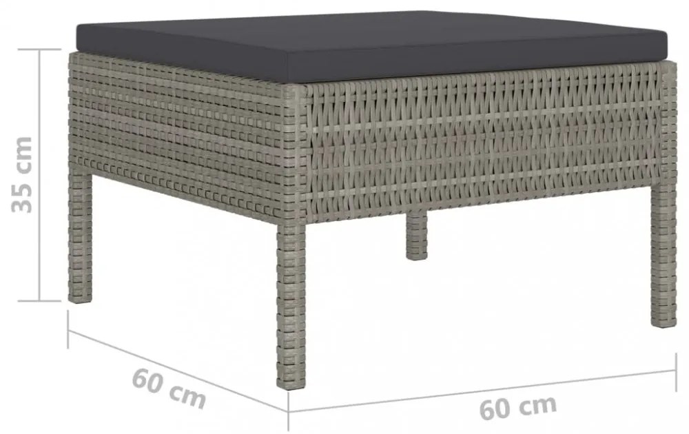 4 részes szürke polyrattan kerti bútorszett párnákkal
