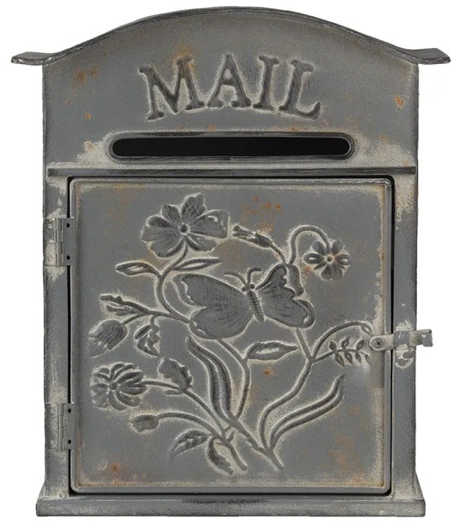 Vintage fém postaláda szürke pillangós