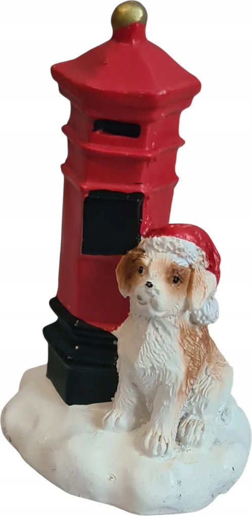 Falu Karácsonyi Jelenet Mágikus Village Figura Kutya Postaláda