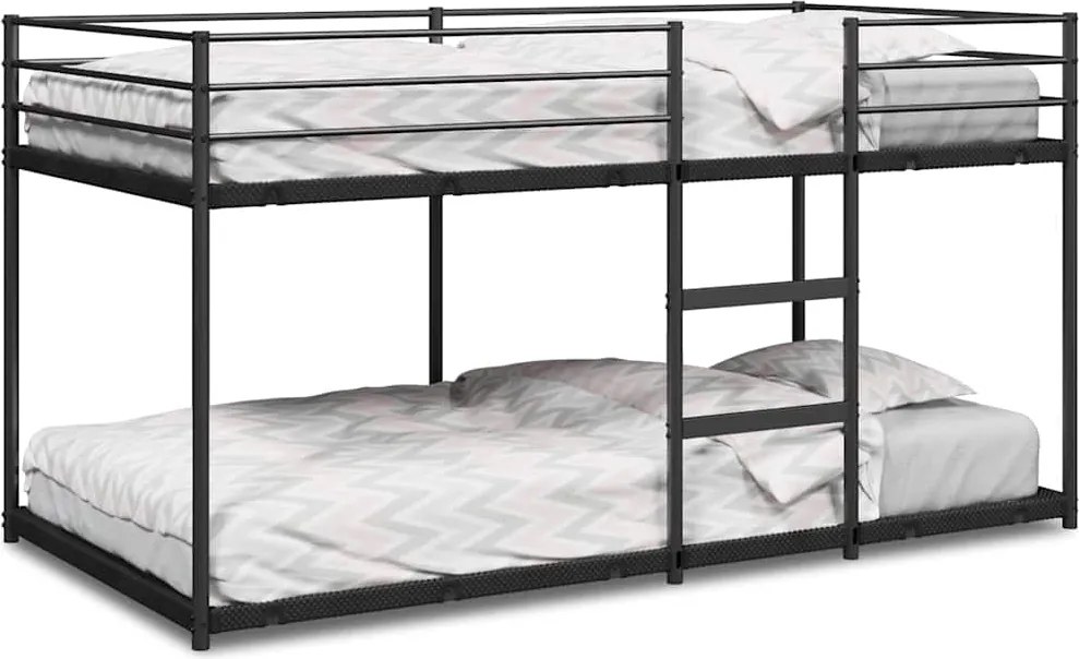 vidaXL fekete acél emeletes ágy matrac nélkül 90 x 200 cm