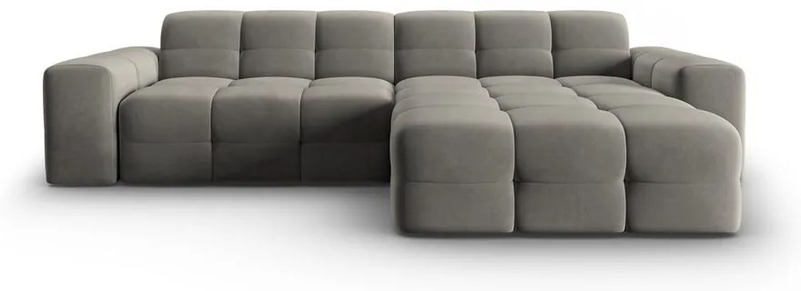 Szürke bársony sarokkanapé (jobb oldali) Kendal – Micadoni Home