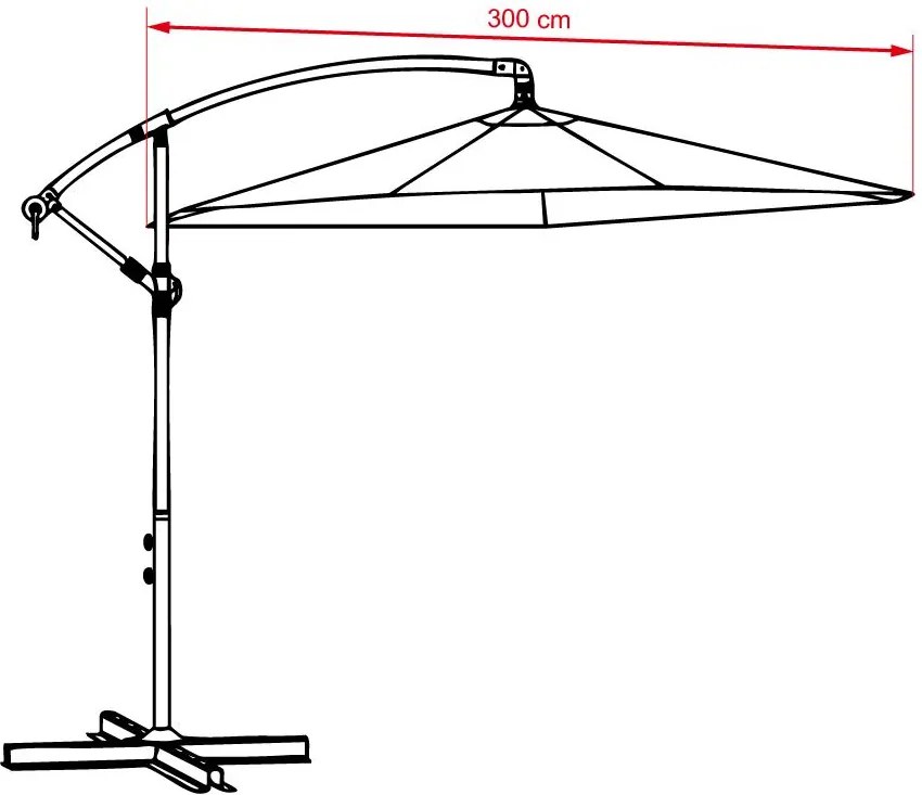 AVENBERG SUNNY 300 Nagy állítható napernyő, átmérő 3M, Bézs - világos krémszínű