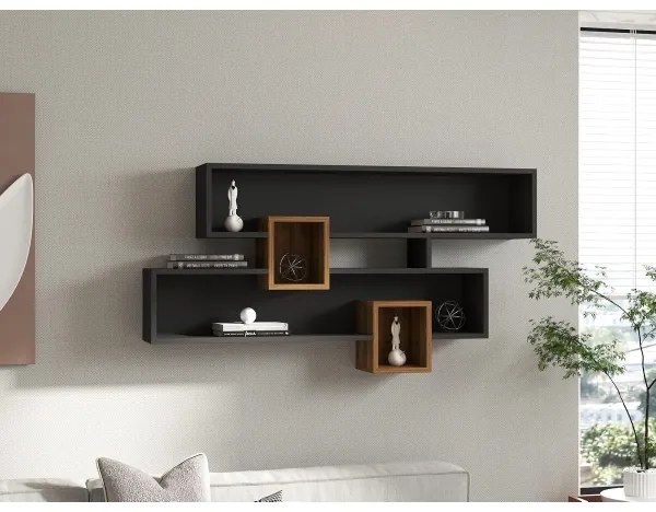 Fali polc KAREN 120x72,2 cm antracit/barna