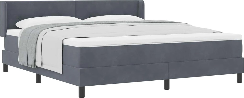 vidaXL Boxrugós ágy matracmal Sötétszürke 200 x 180 cm Poliészter