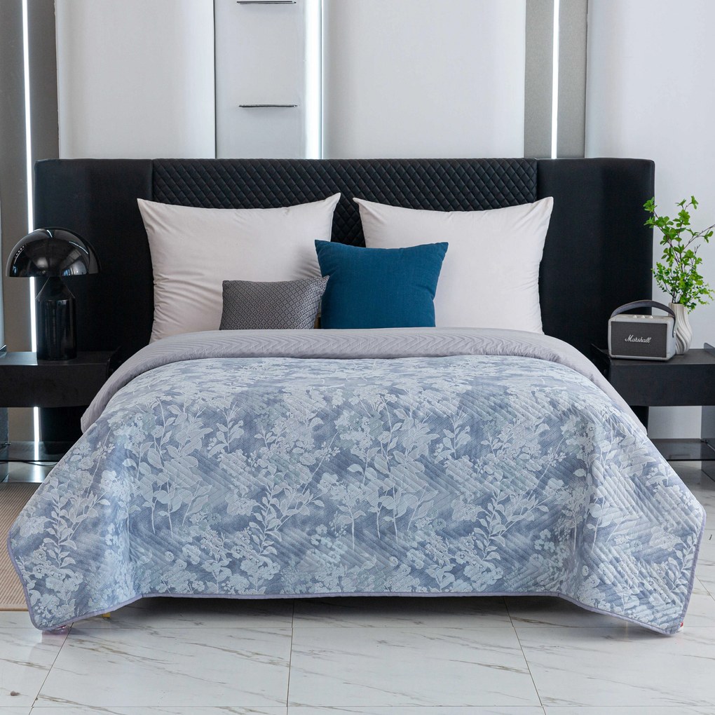 FLOWERS ágytakaró kék/szürke Méret: 200 x 220 cm