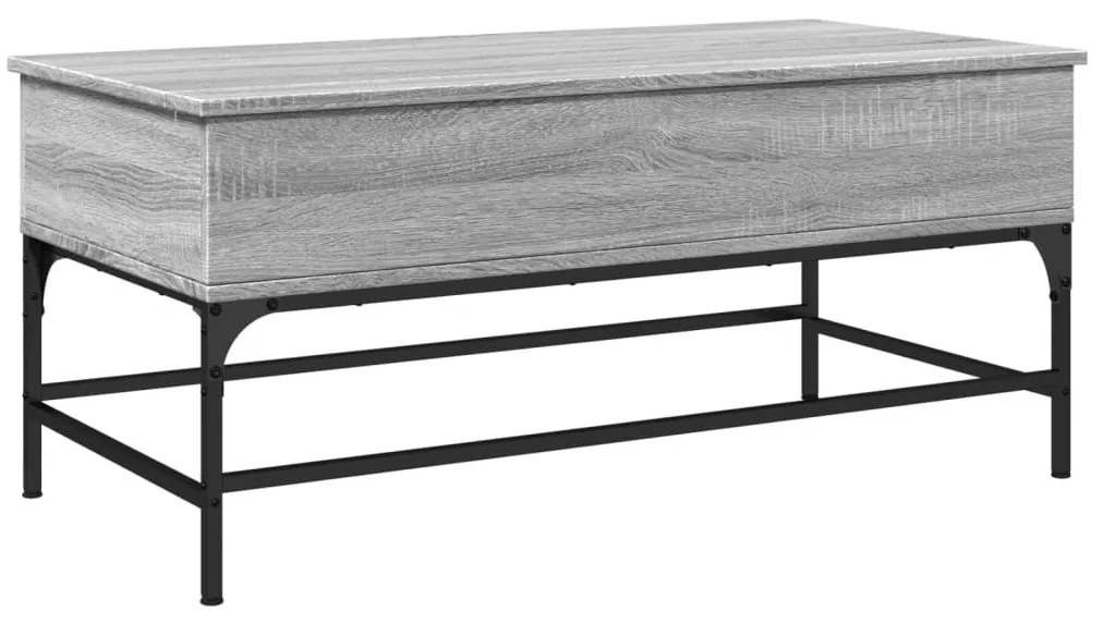 Szürke sonoma szerelt fa és fém dohányzóasztal 100 x 50 x 45 cm