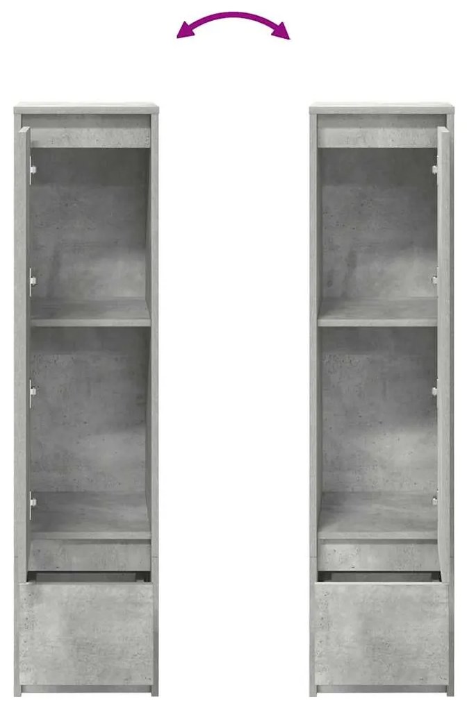 betonszürke szerelt fa magasszekrény 29,5x34x119,5 cm