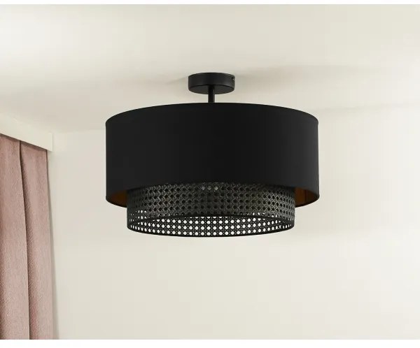 Duolla - Felületre szerelhető csillár BOHO RATTAN 1xE27/15W/230V átm. 45 cm fekete