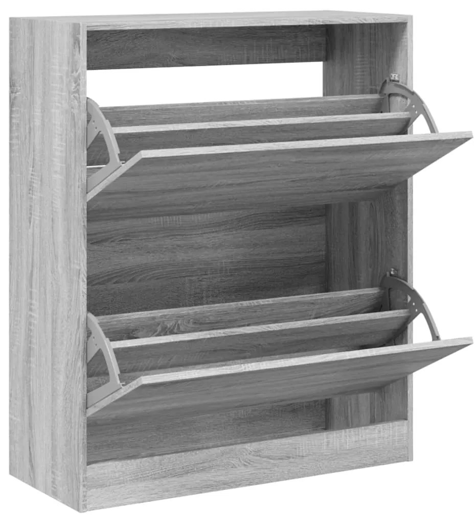 szürke sonoma színű szerelt fa cipőszekrény 80x34x96,5 cm