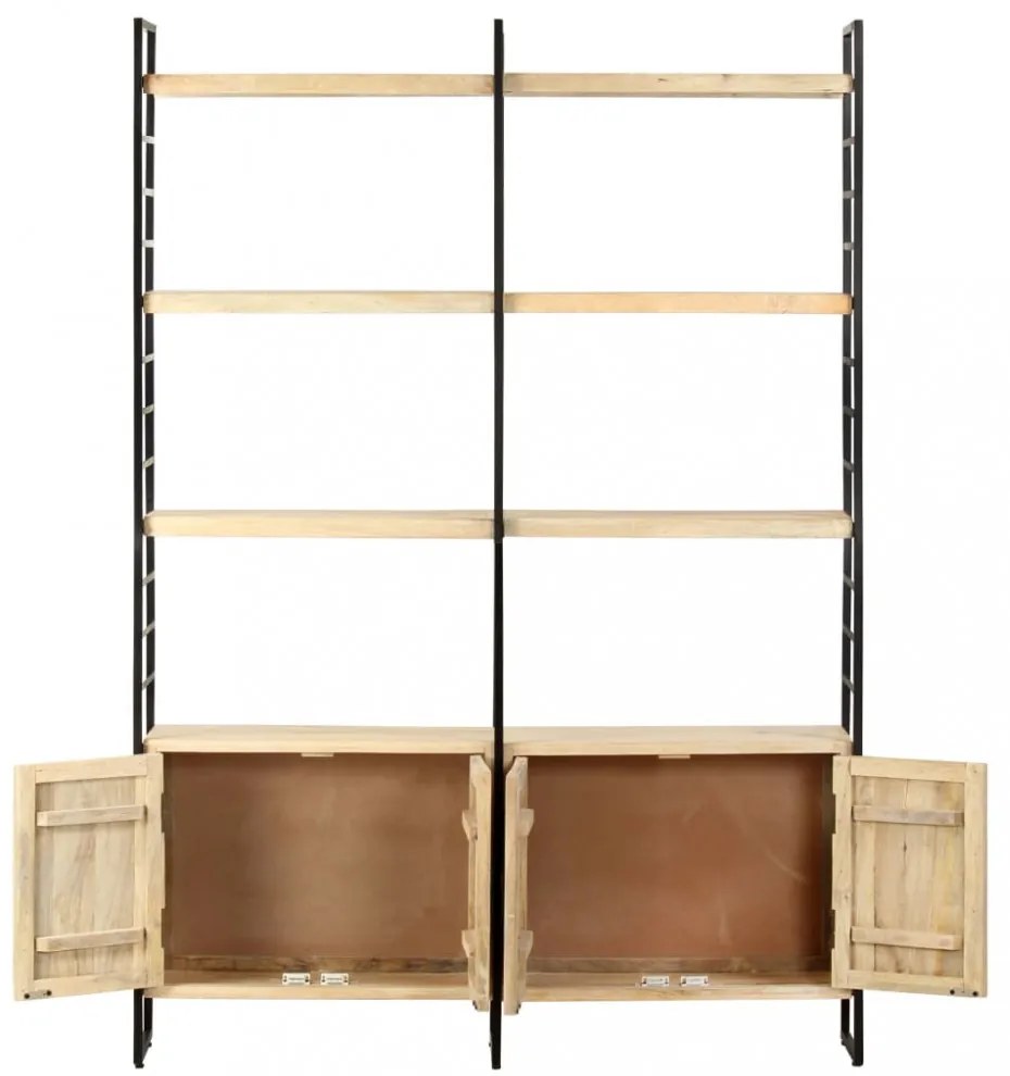 4-szintes tömör mangófa könyvespolc 124 x 30 x 180 cm
