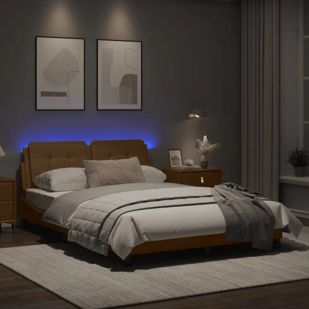 cappuccino színű ágykeret LED-ekkel matrac nélkül Zadar 120 x 200 cm