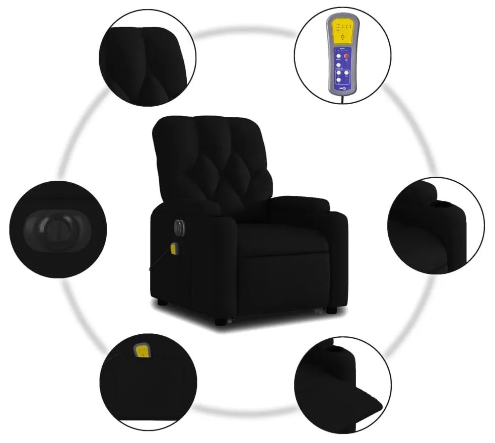 vidaXL fekete szövet dönthető elektromos álló masszázsfotel