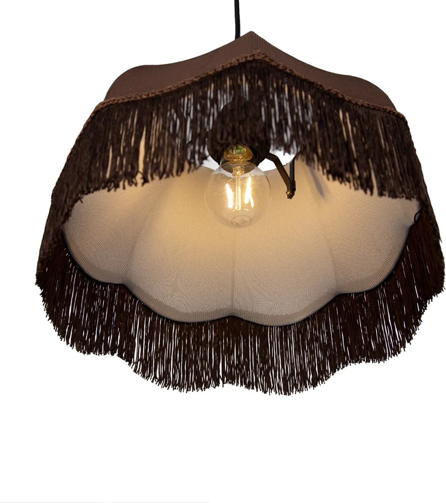 Hanglamp zwart met bruine kap en witte binnenkant 31,5cm 3-lichts - Cava