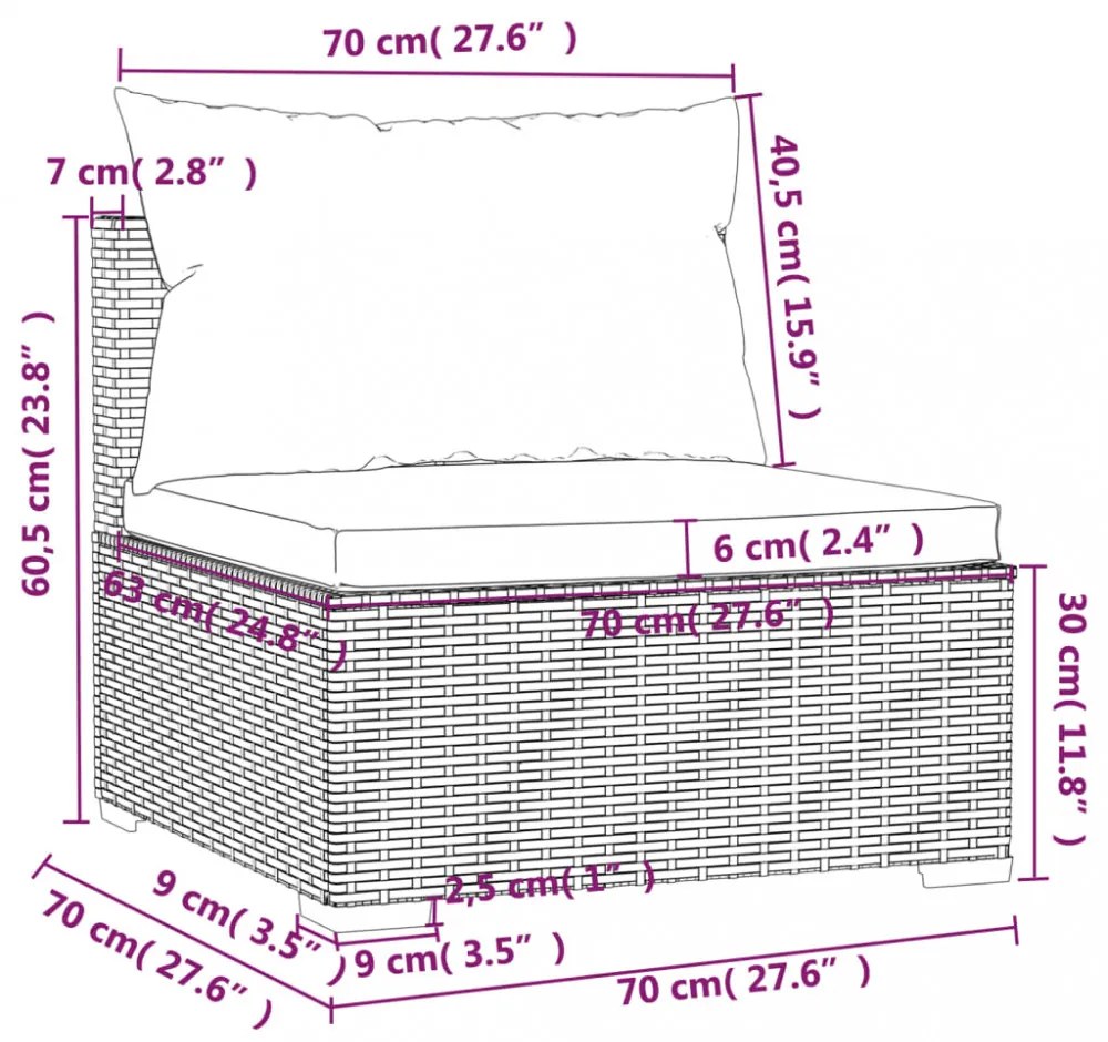 4 részes fekete polyrattan kerti bútorszett párnákkal
