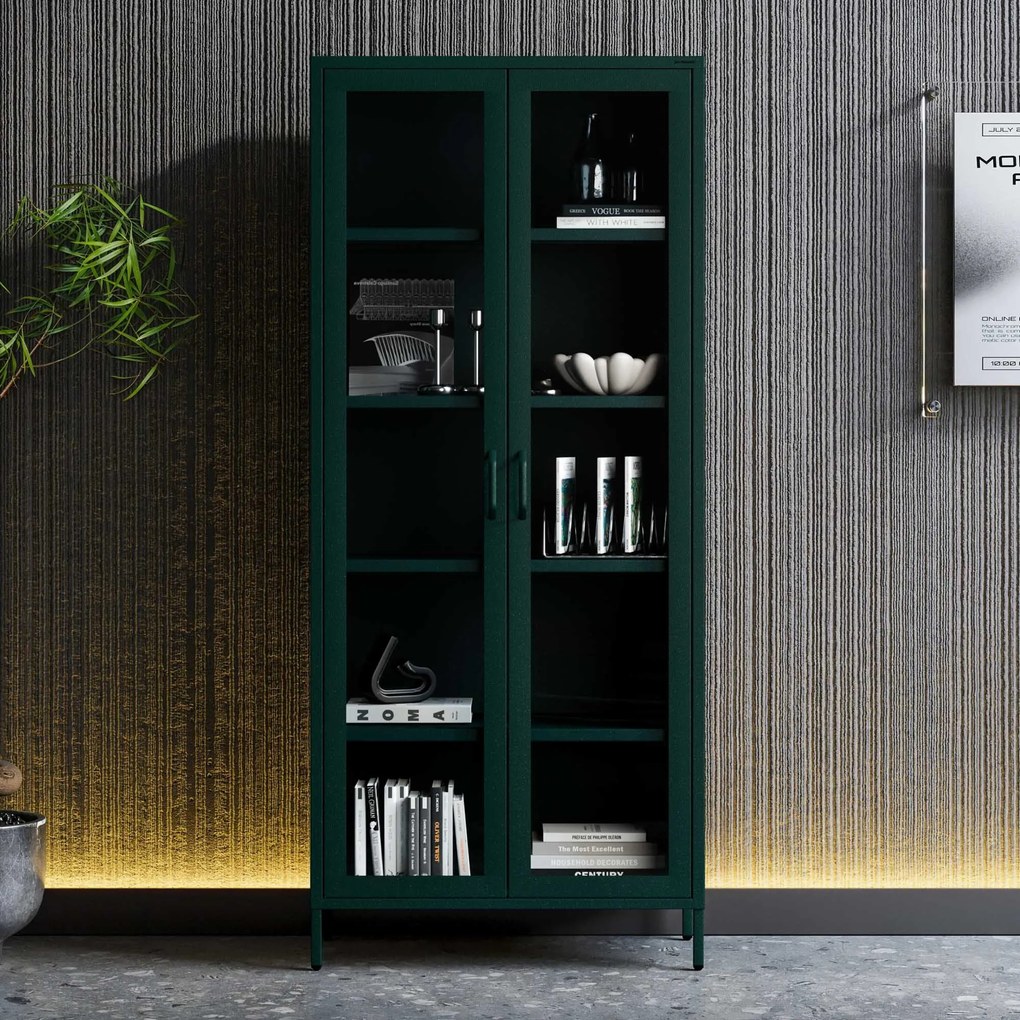 ANGELO vitrin, 800 x 1850 x 450 mm, Modern: palackzöld