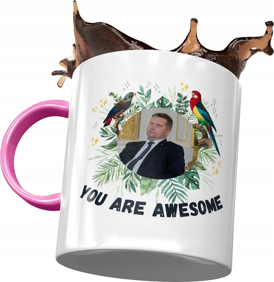 Bögre Rózsaszín Fekete Pis Ajándék Nyomtatott Fotóval