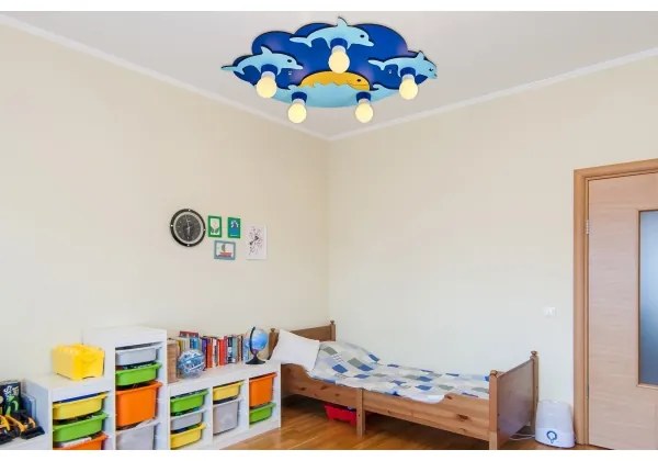 Gyermek mennyezeti lámpa LUCCA 5xE27/24W/230V kék