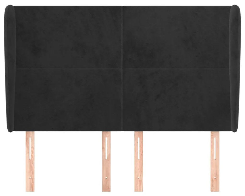 fekete bársony fejtámla szárnyakkal 147 x 23 x 118/128 cm