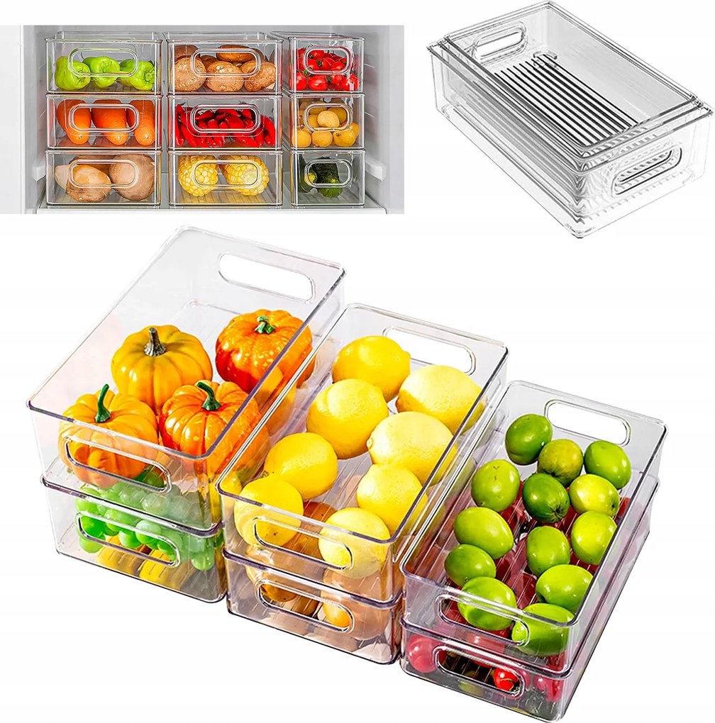 6 db-os Hűtőszekrény Rendező Tároló Doboz szett