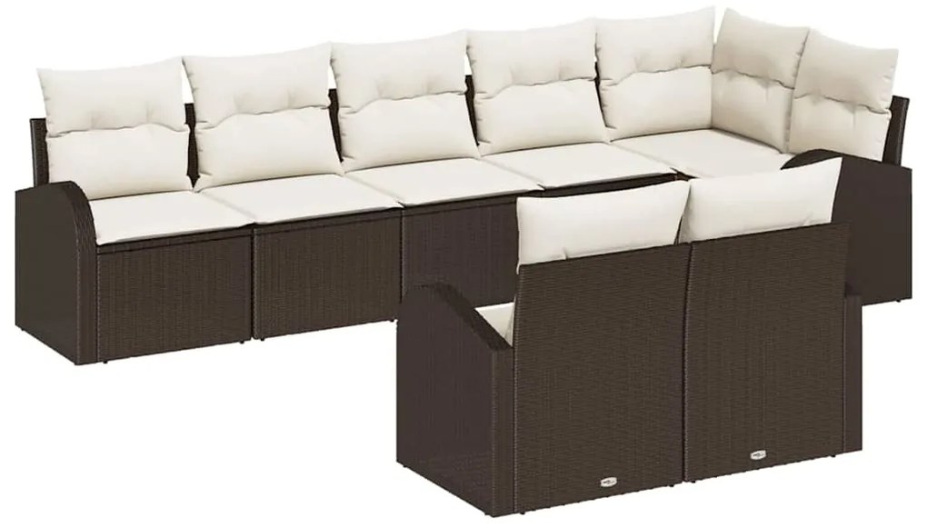 vidaXL Kerti Kanapé Szett párnával 8 pcs Barna és fehér polirattan