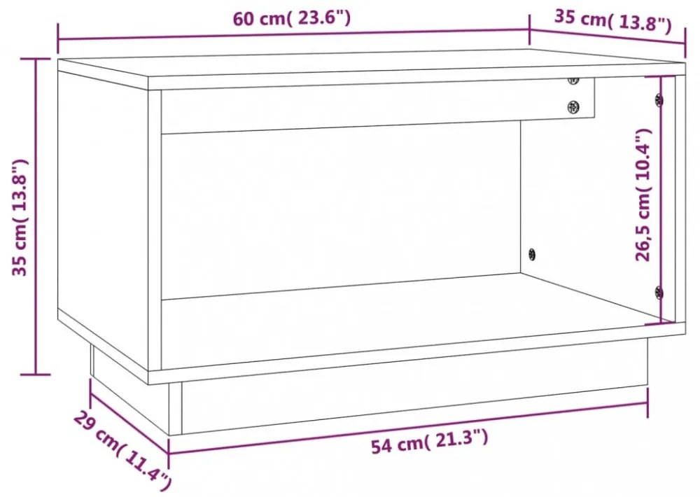 tömör fenyőfa TV-szekrény 60 x 35 x 35 cm