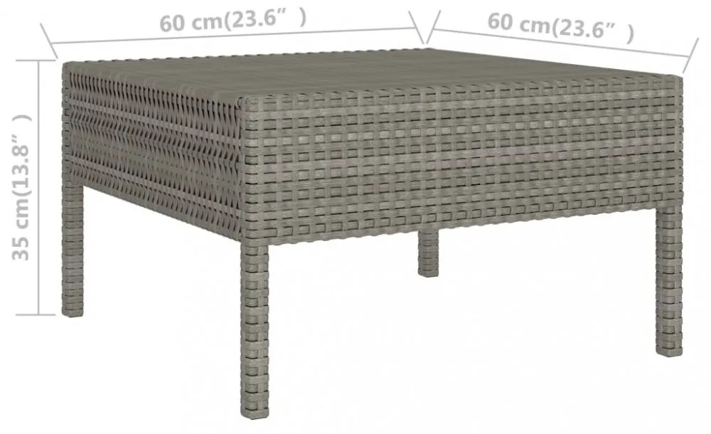 vidaXL 10 részes szürke polyrattan kerti bútorszett párnákkal