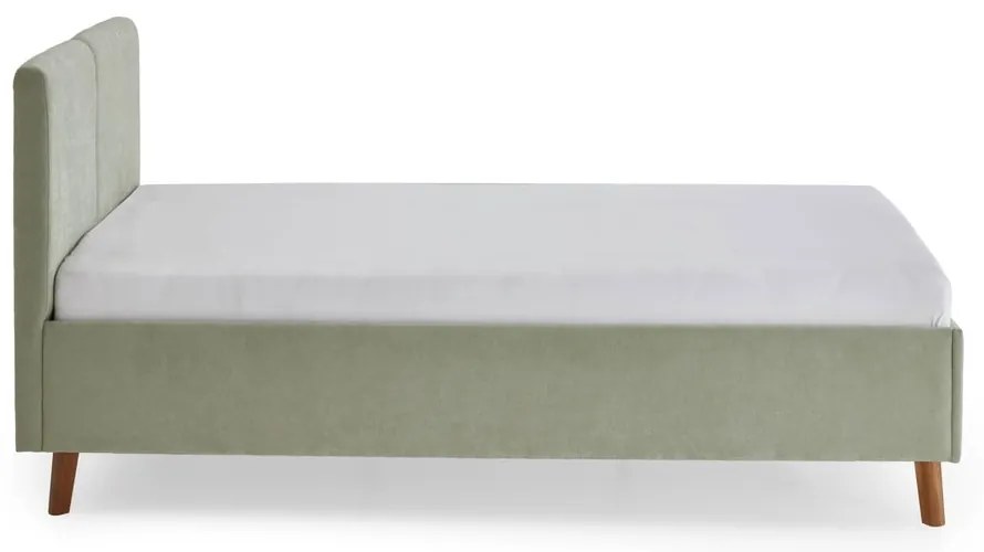 Világoszöld kárpitozott franciaágy ágyráccsal 140x200 cm Piano – Meise Möbel