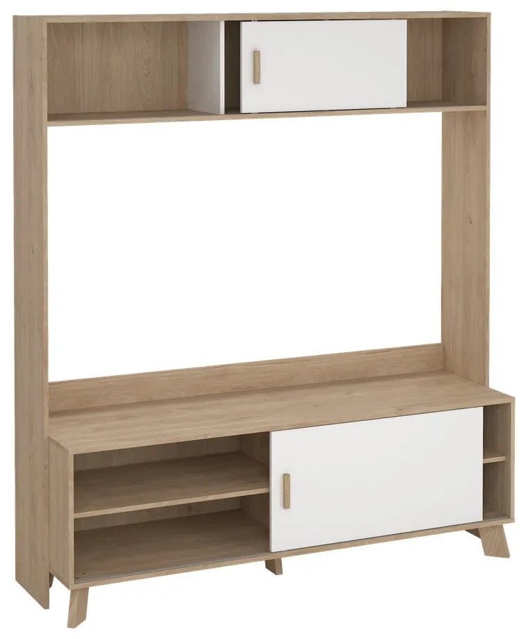 Fehér-natúr színű nappali bútor szett tölgyfa dekorral 159x181x48 cm Ikast – Tvilum