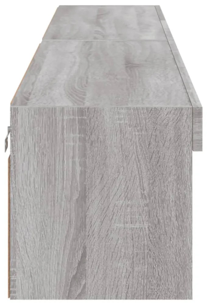 2 db szürke sonoma színű TV-szekrény LED-ekkel 100x30x30 cm