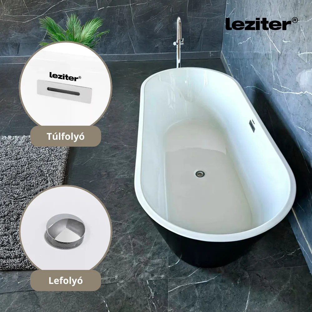 Noa szabadon álló fürdőkád 170x75x56 cm fekete