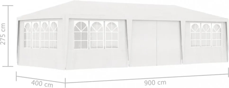 fehér rendezvénysátor oldalfalakkal 4 x 9 m 90 g/m²