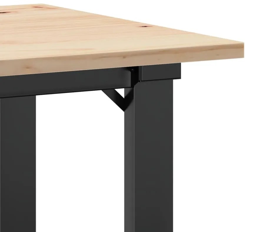 tömör fenyőfa és acél étkezőasztal O-vázzal 50x50x75 cm