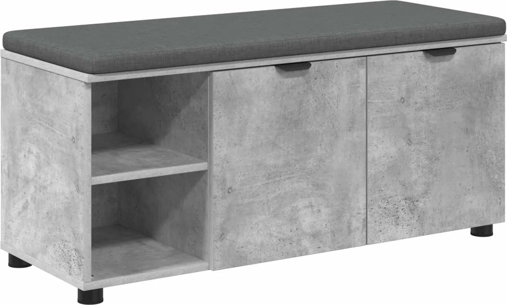 vidaXL Előtér pad Beton Szürke 100 x 38 x 46 cm Műanyag Fa és Szövet