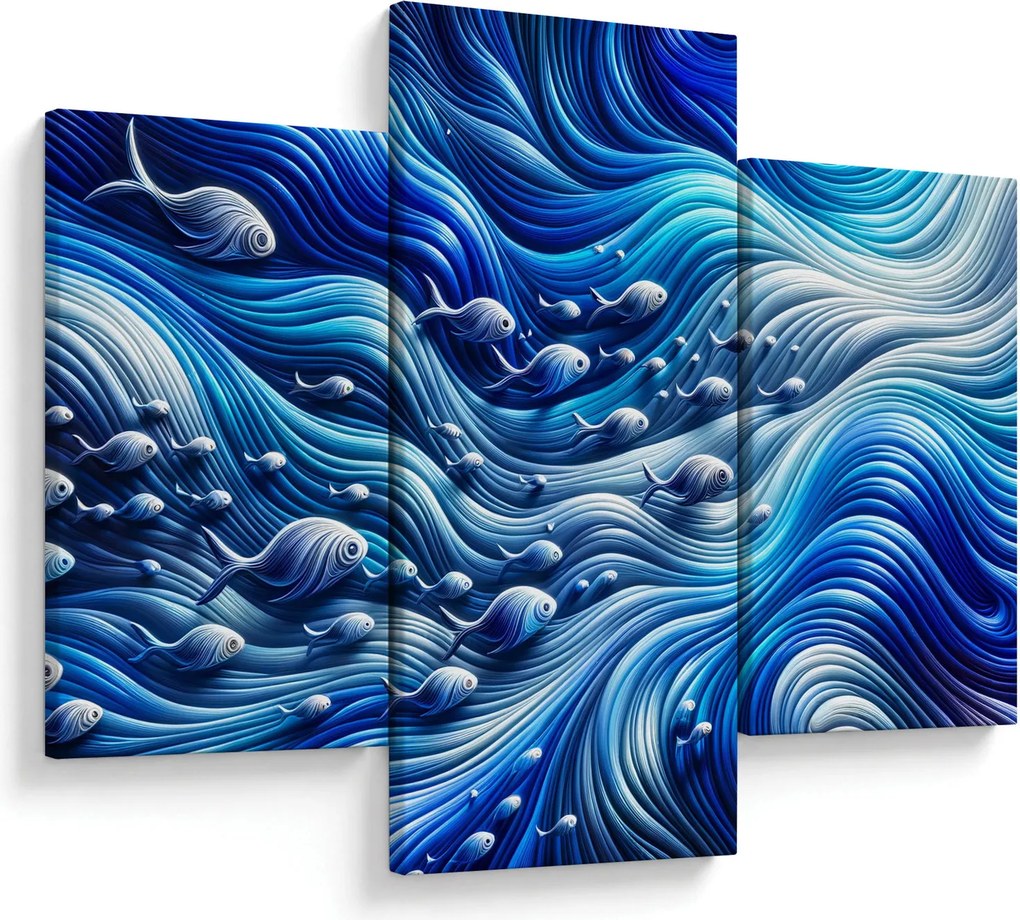 Kép – Halak a hullámokban (90x60 cm)