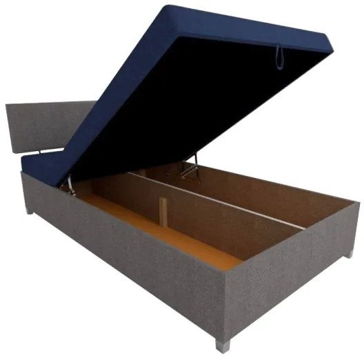 Kárpitozott heverő állítható fekvőfelülettel és tárolóhellyel DALLAS 108x205 cm szürke/kék