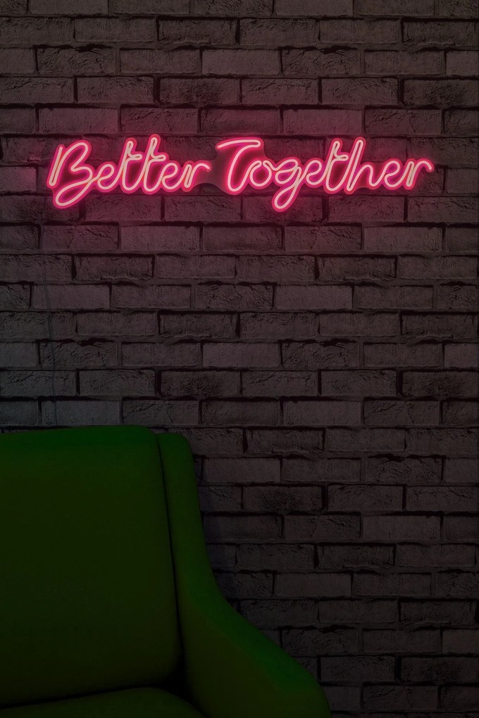 Műanyag LED-es fali dekoráció, Better Together - Pink