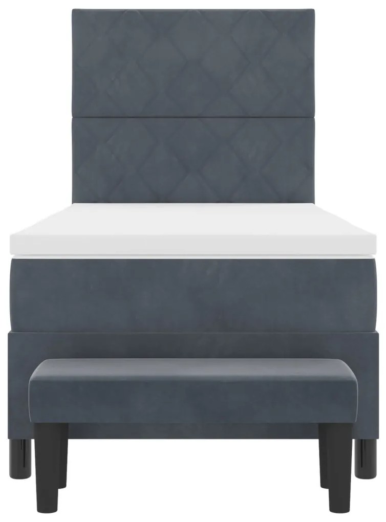 Boxspring ágy matraccal és paddal Sötétszürke 90x190 cm Bársonyos