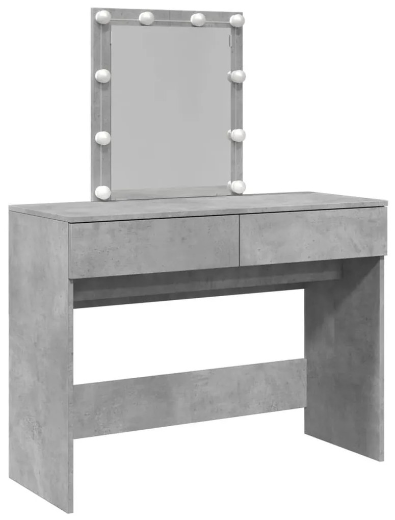 betonszürke fésülködőasztal LED-del 100 x 40 x 130 cm