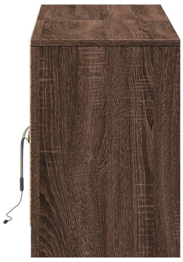 barna tölgy színű szerelt fa LED-es TV-szekrény 139,5x34x50 cm