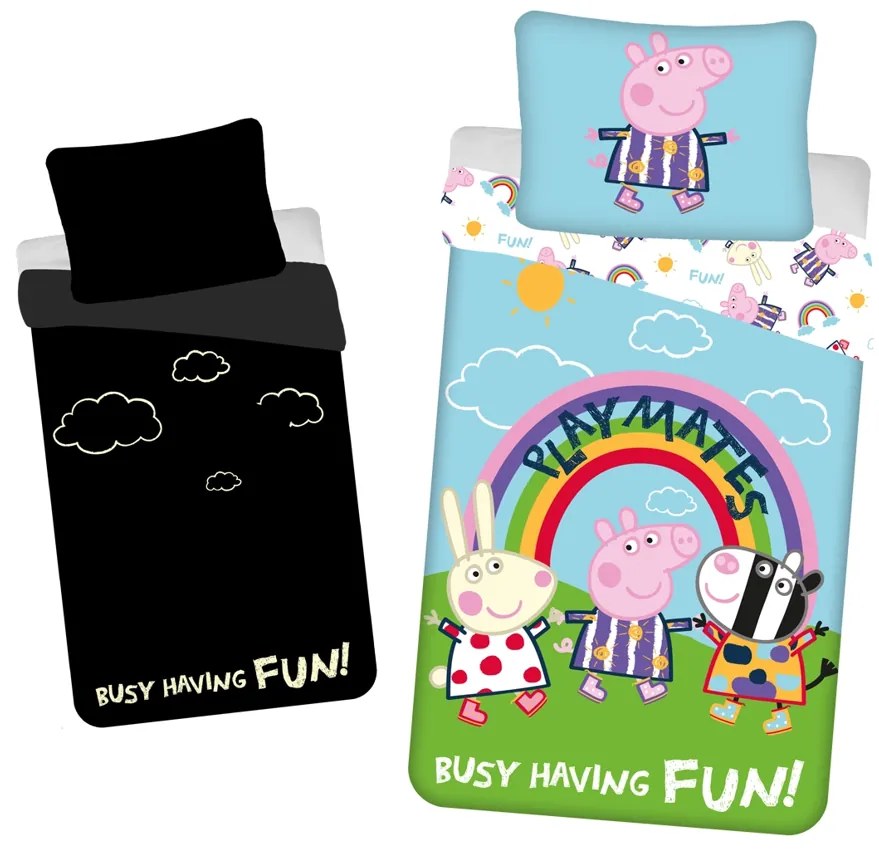 Sötétben világító pamut ágynemű PEPPA MALAC színes Ágyneműhuzat mérete: 70 x 90 cm | 140 x 200 cm